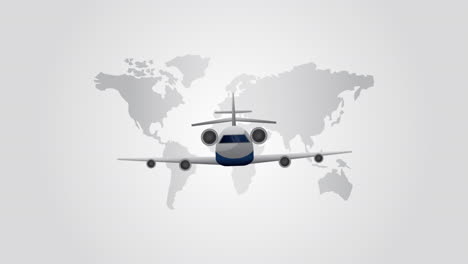 travel around the world animation with airplane flying