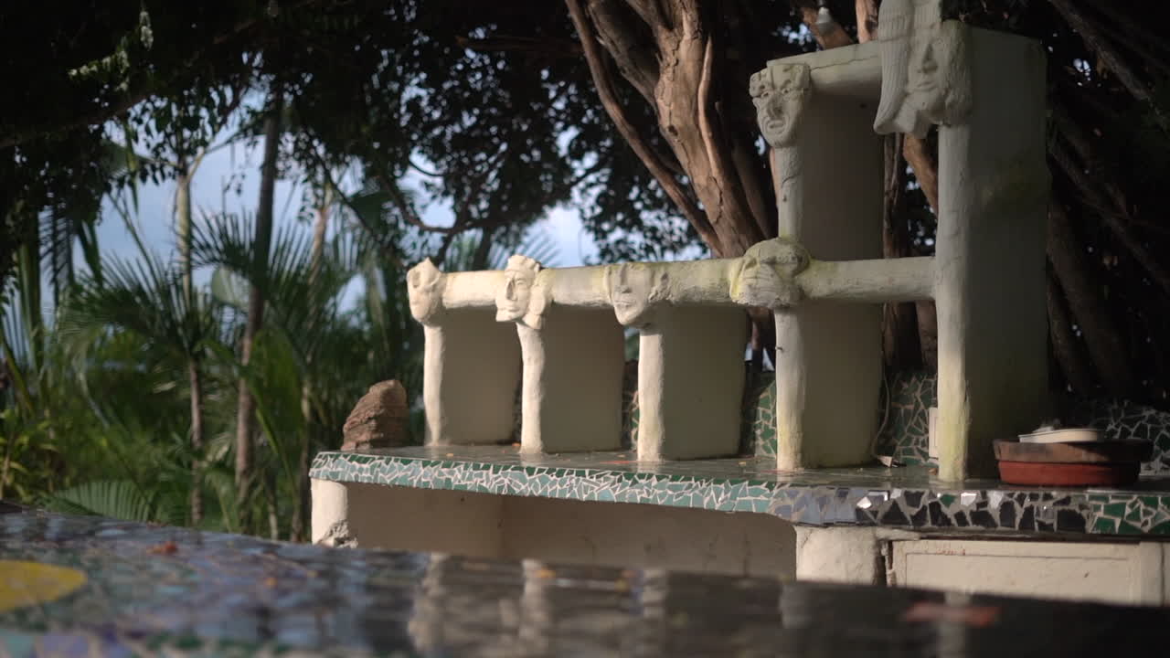 Ornate and decorative outdoor kitchen or barbeque area at a vacation resort on an island paradise