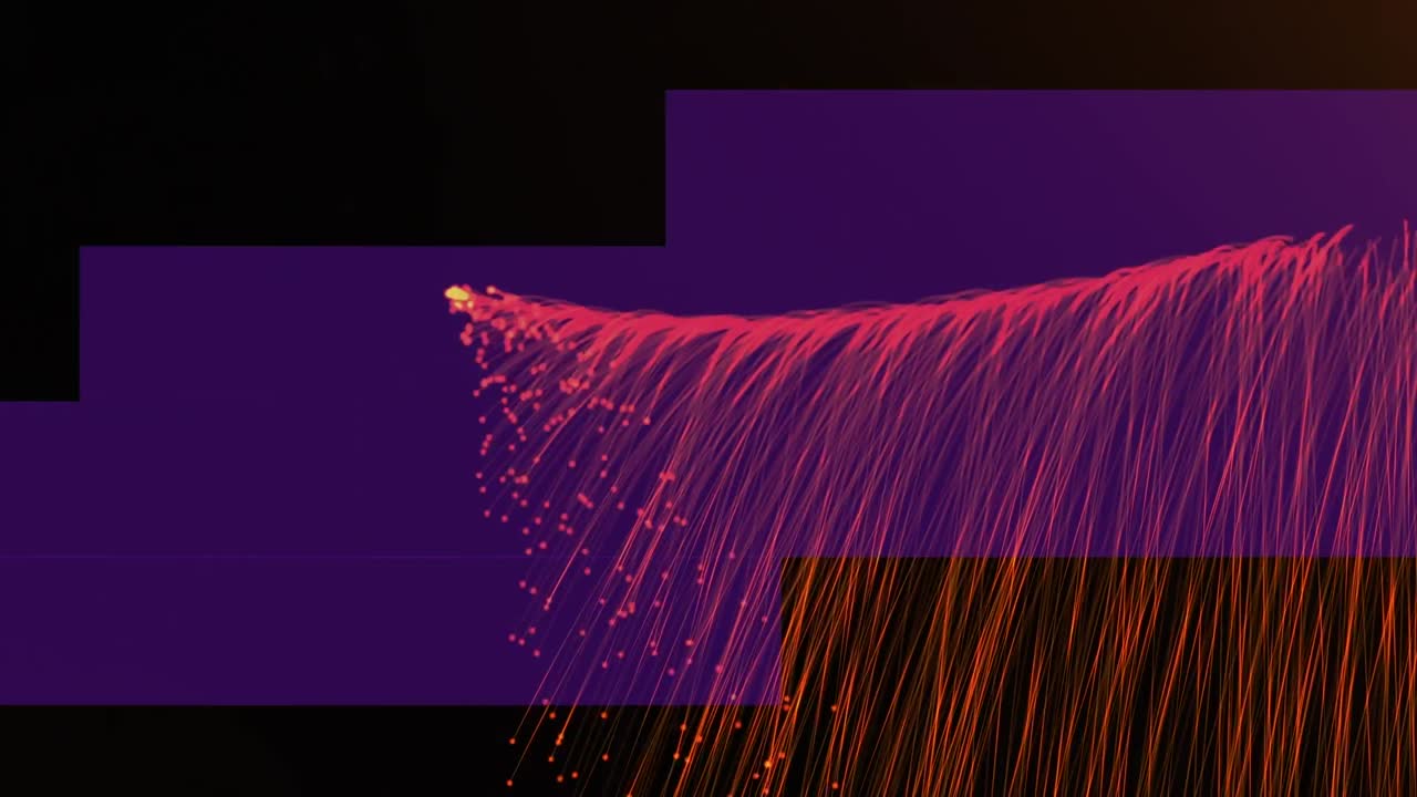 animación de formas geométricas sobre luces púrpuras brillantes en un fondo oscuro