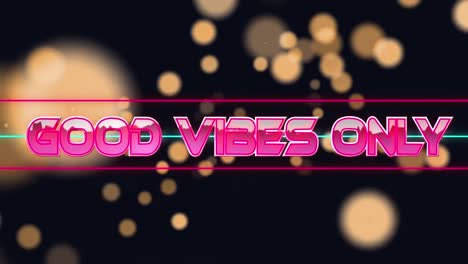 Animation-of-good-vibes-only-text-over-light-spots-on-black-background