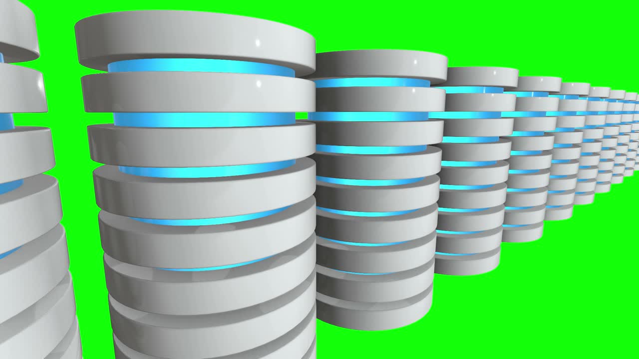 미래의 서버 하드 디스크와 데이터베이스 블록 또는 배터리 셀 웹 호스팅 또는 클라우드 컴퓨팅 개념