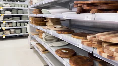 wooden boards displayed in a store aisle