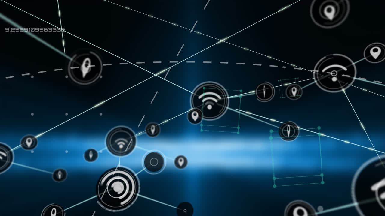 conectores en fondo digital azul