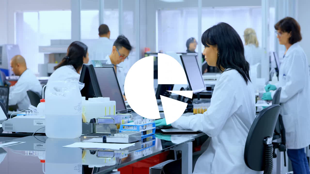 アニメーション デザイン 様々な科学者が研究室で働いています