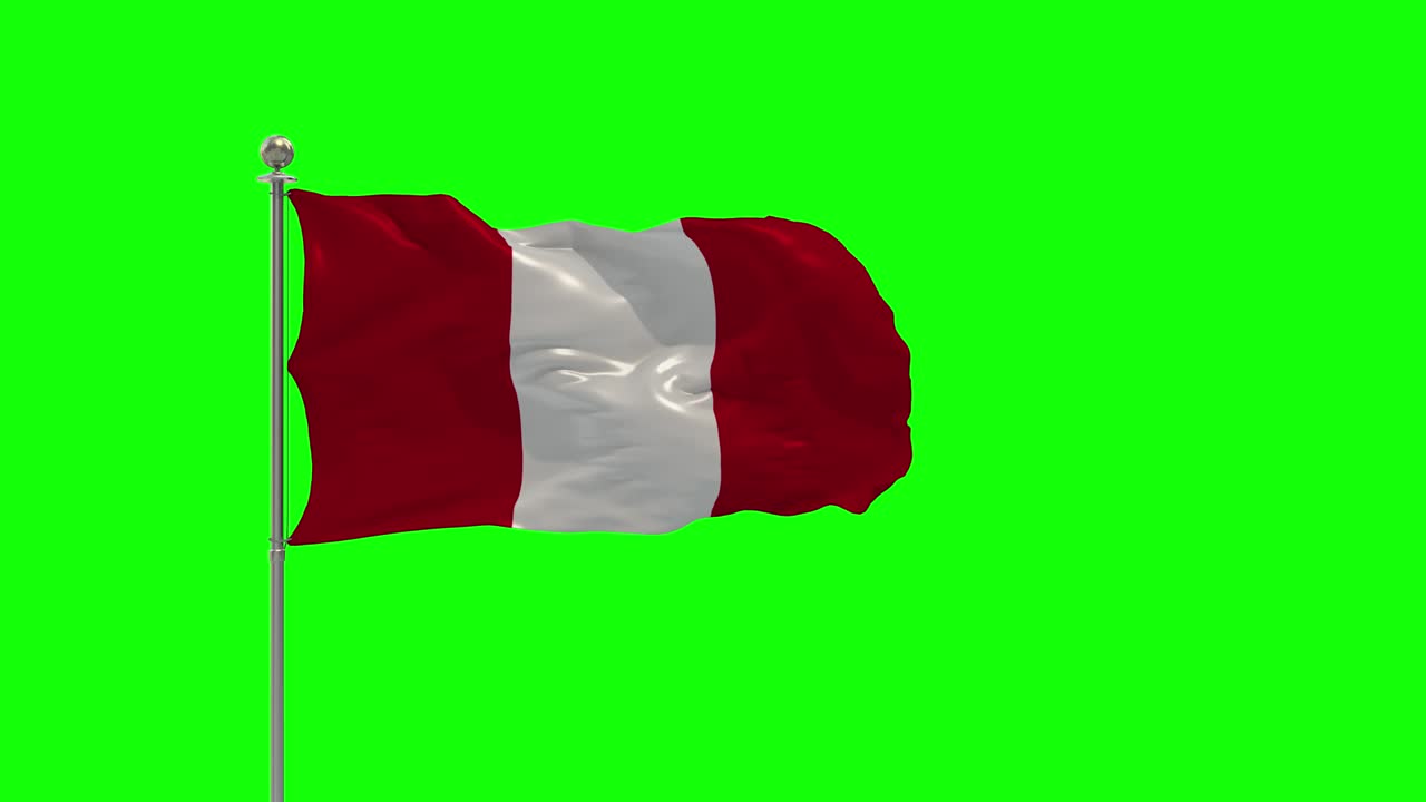 ilustración 3d de la bandera ondeando en un poste con croma