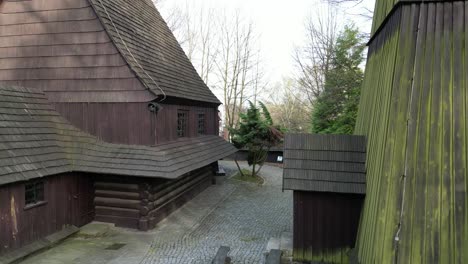 wooden church with shingle roof