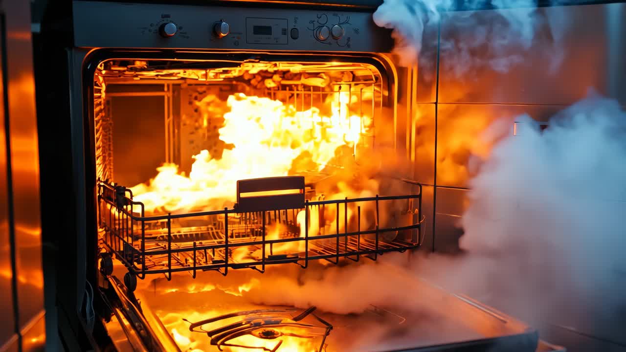 una estufa con un fuego dentro de ella con humo saliendo de ella