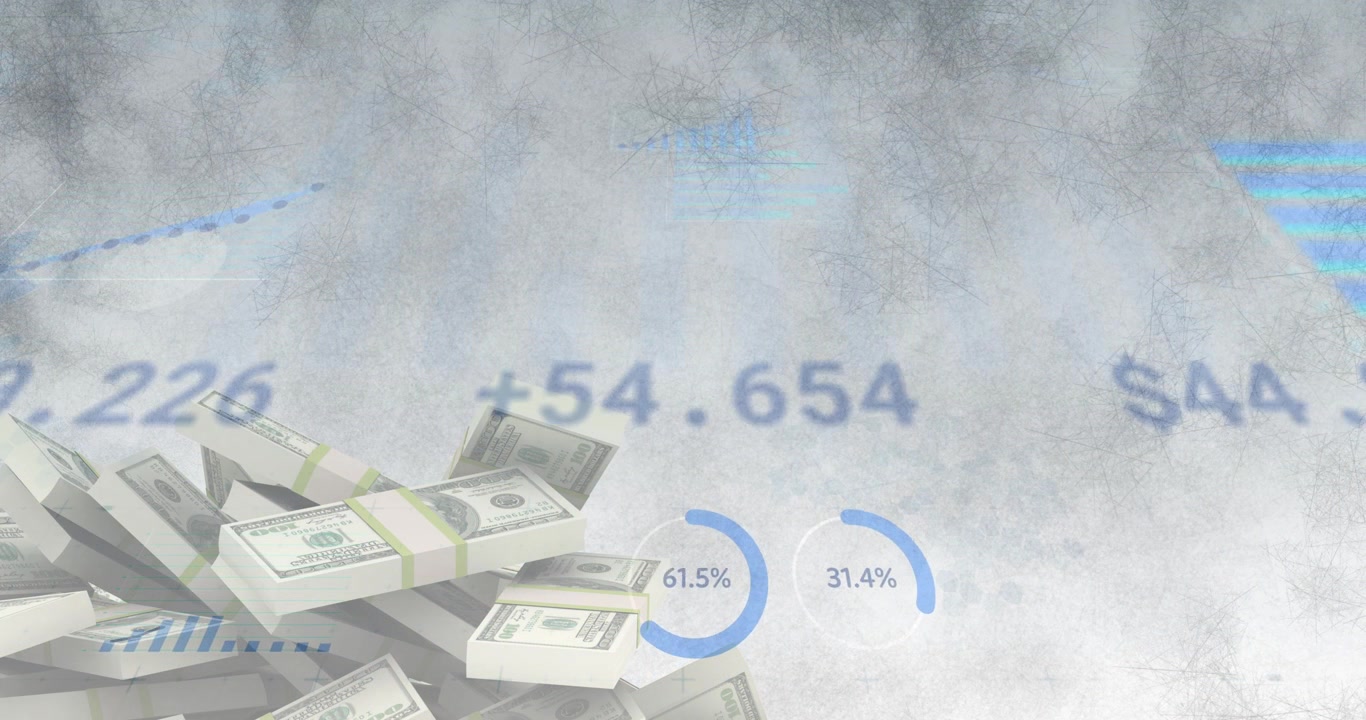 Başlangıçta USD paketlerinin üzerinde canlanan HUD, kayan borsa ekranı ve piyasa trendlerini gösteren güncellenen göstergeler.