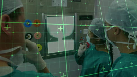 animación del procesamiento de datos sobre diversos cirujanos en el hospital
