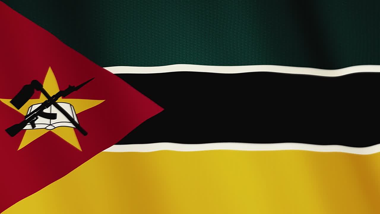 animación de la bandera de mozambique en pantalla completa. símbolo del país