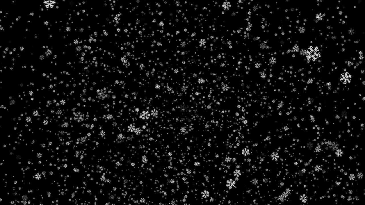 snowflake falling animation on black background