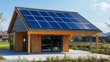 una casa con paneles solares en el techo