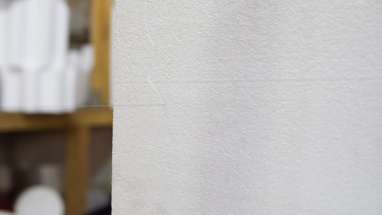 Textured detail of precision-cut white polystyrene foam for packaging