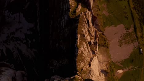 a top down view of the sharp top of a mountain