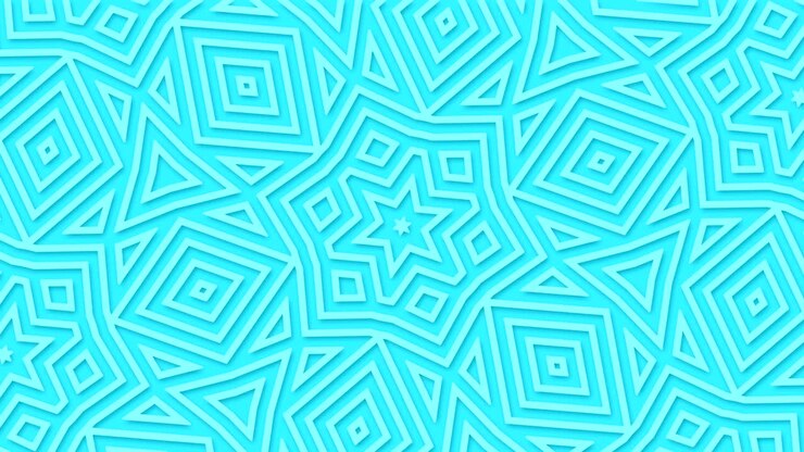 Brightly turquoise geometric background. Abstract shapes endlessly move.