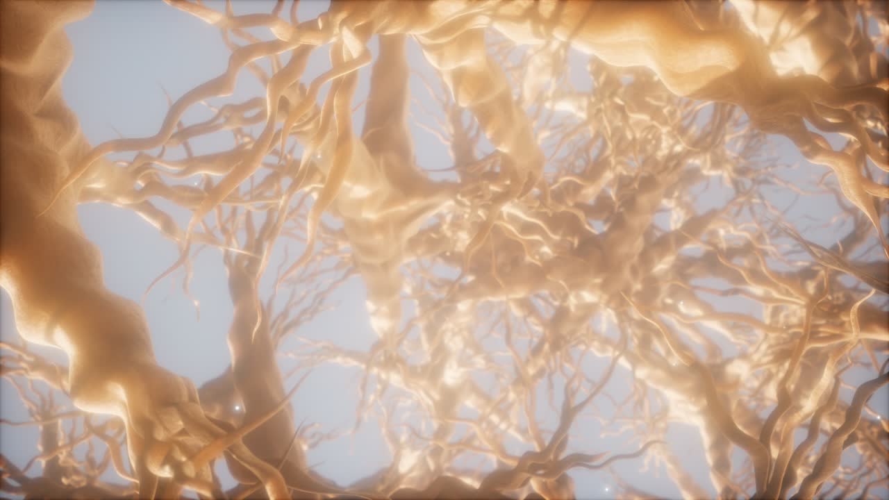 viaje a través de una red de células neuronales dentro del cerebro