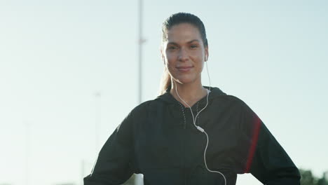 happy woman enjoying a run
