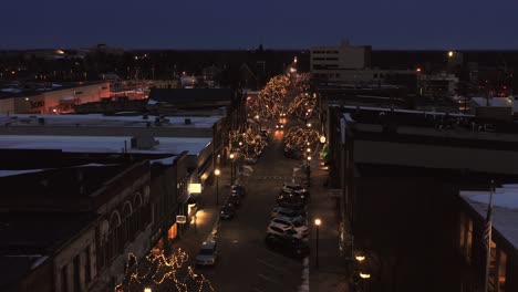 aerial, main street in a small town in the united states