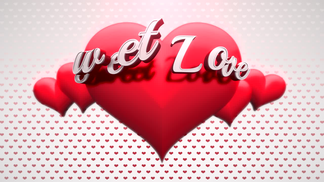 발렌타인 데이 7에 달콤한 사랑 텍스트와 모션 로맨틱 하트
