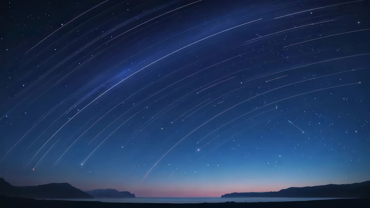 Star Trails Over a Night Landscape