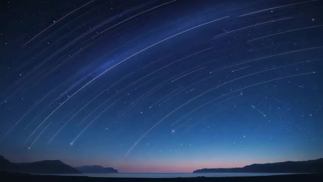 star trails over a night landscape