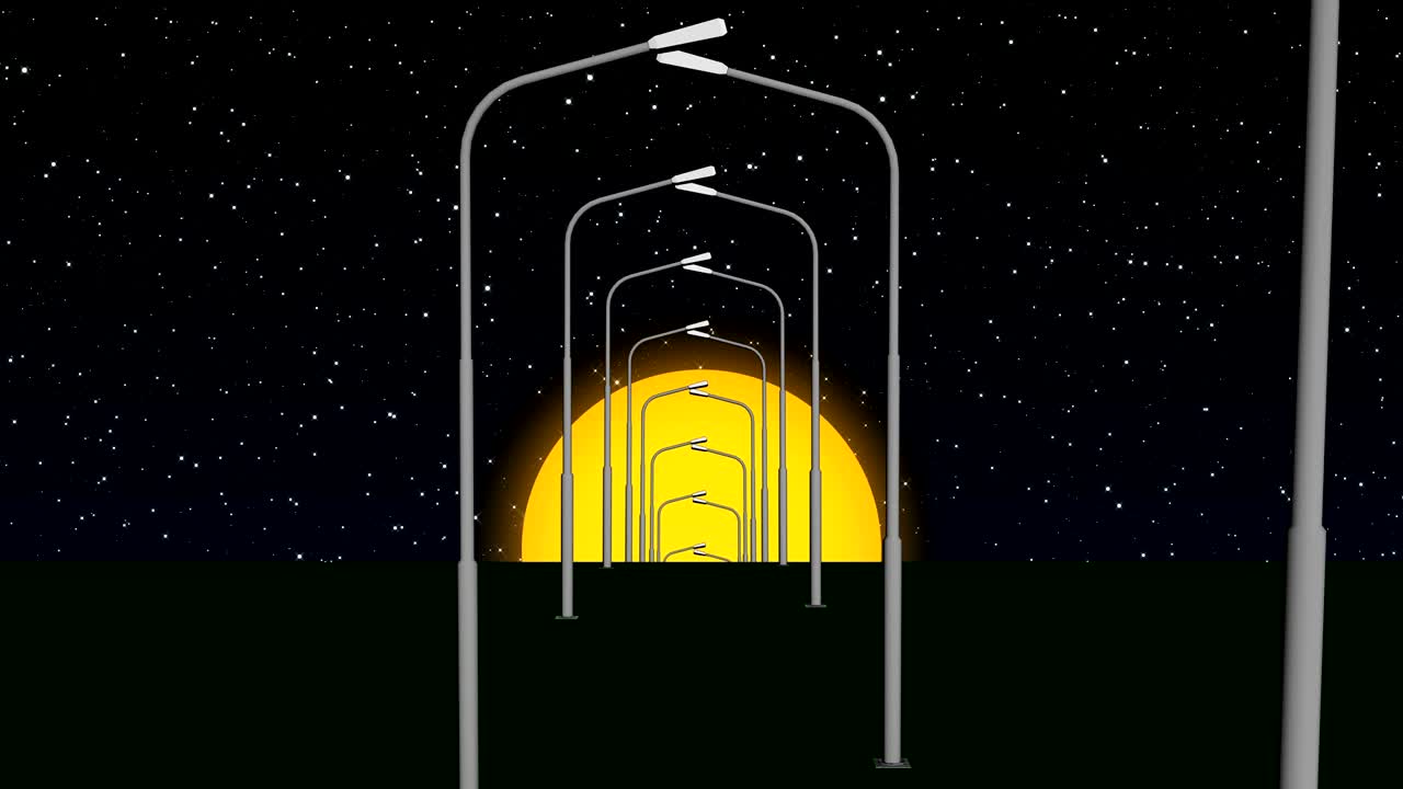 별빛 하늘의 거리 조명 4k