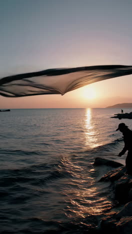 fisherman at sunset