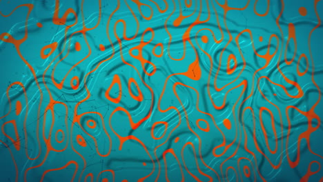 animación de un patrón naranja que se mueve sobre un fondo líquido azul