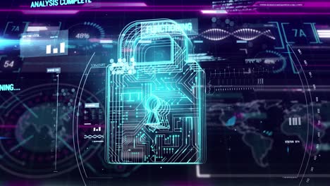 animation of digital icon and data processing on interface