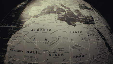 close-up of a world globe