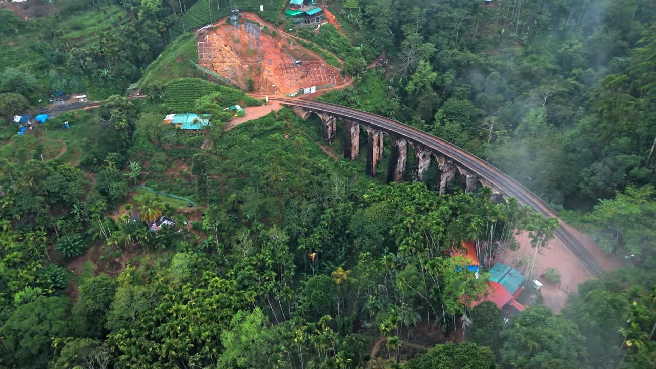 Stunning aerial drone footage of the famous Nine Arches Bridge in Ella, Sri Lanka.