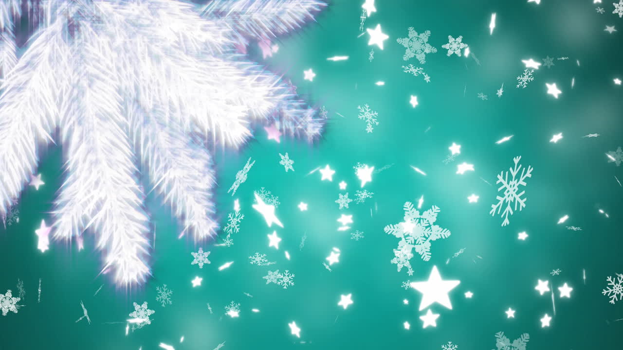 파란색 배경에 색 소나무 가지의 애니메이션