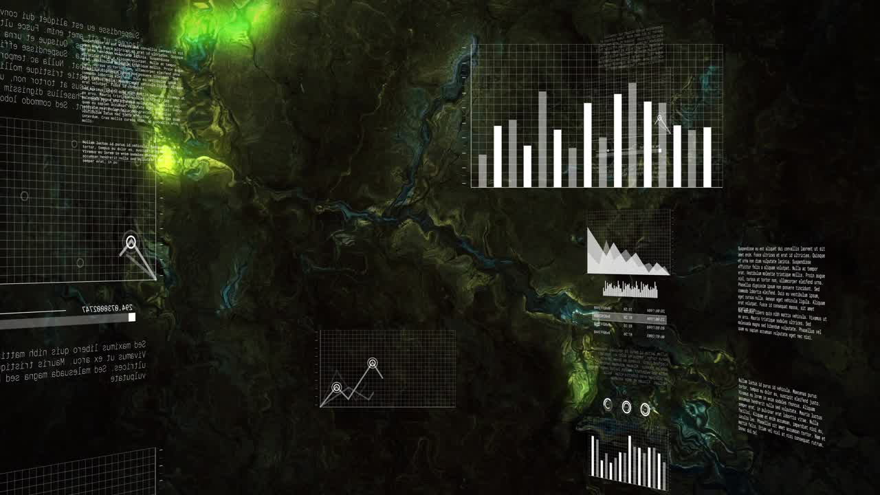 On data ping UI icon expanding adding charts bars sliding pie wedging-receding aligning for insight