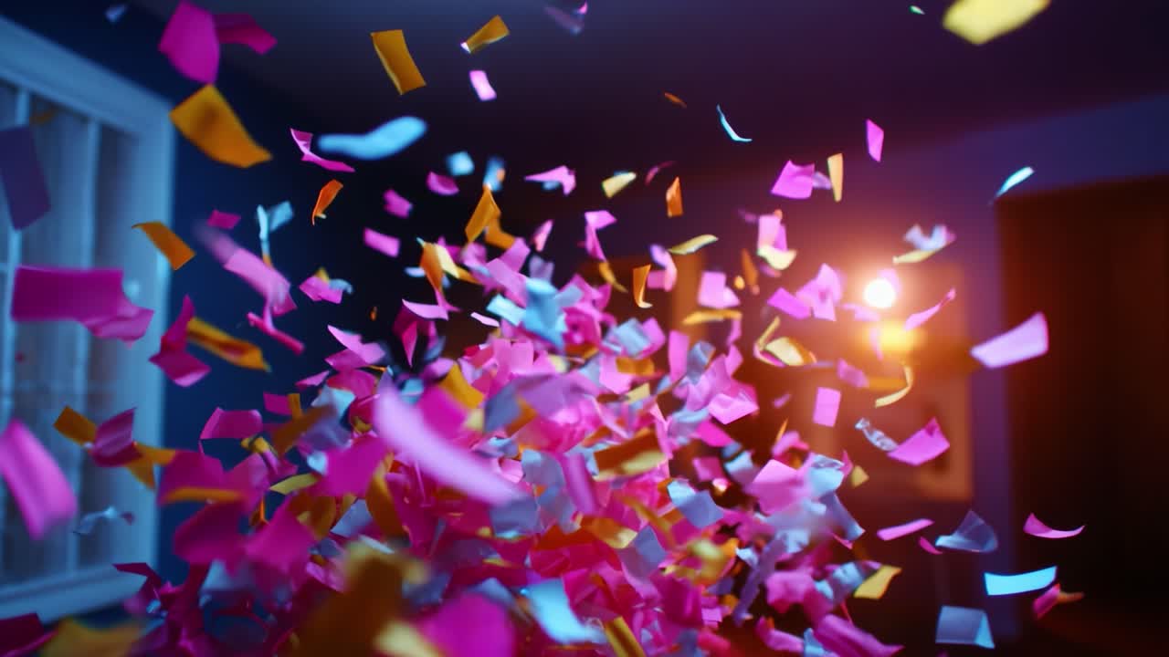 A Burst of Colorful Confetti Captured in Two Stunning Frames, Showcasing the Joyful Atmosphere of Celebration and Festivity, Perfect for Event Planning and Inspired Decoration Ideas