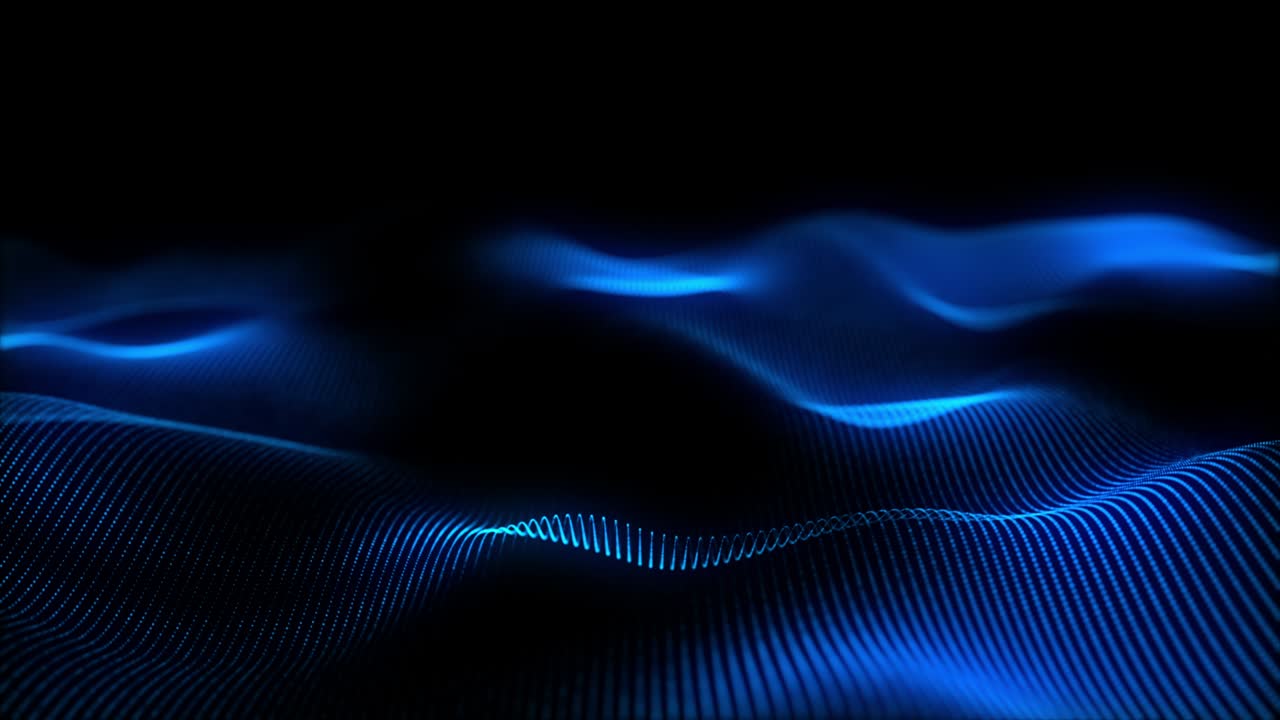 Abstract Digital Waving Ground,Dots and Line Digital Connection isolated on Black Background 4K