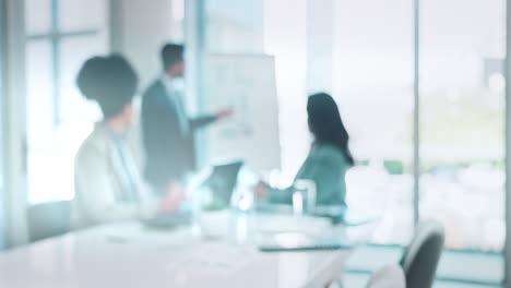 blurred view of a business meeting in a modern office