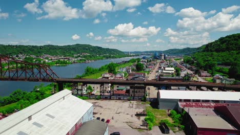 overview aerial where ohio meets west virginia state in usa