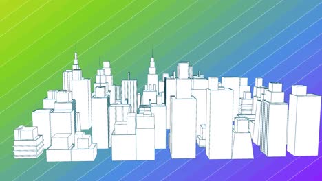 Animation-of-model-of-city-over-rainbow