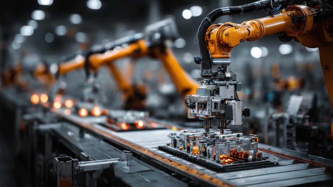 Advanced Robotics in Industrial Automation: A Glimpse into the Future of Manufacturing with High-Tech Robotic Arms Performing Precision Tasks on Assembly Lines