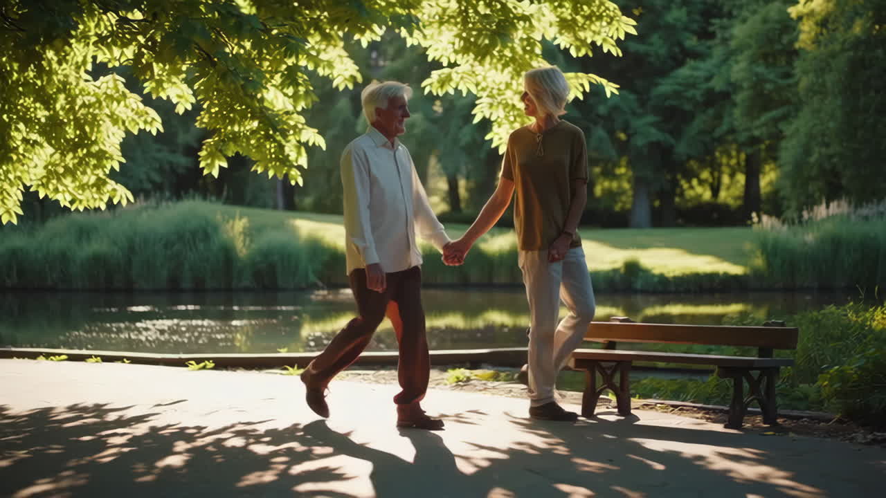 Senior Couple Enjoying a Stroll in the Park