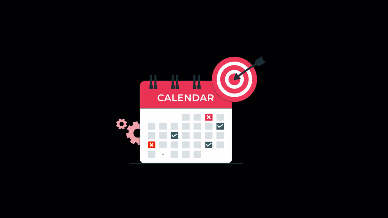 Animeret kalender, der viser opgavestyring og målopnåelse