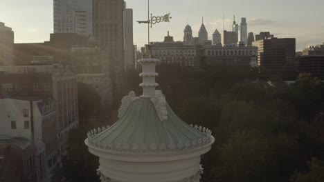 cinematic drone footage of merchant exchange building - philadelphia, pa