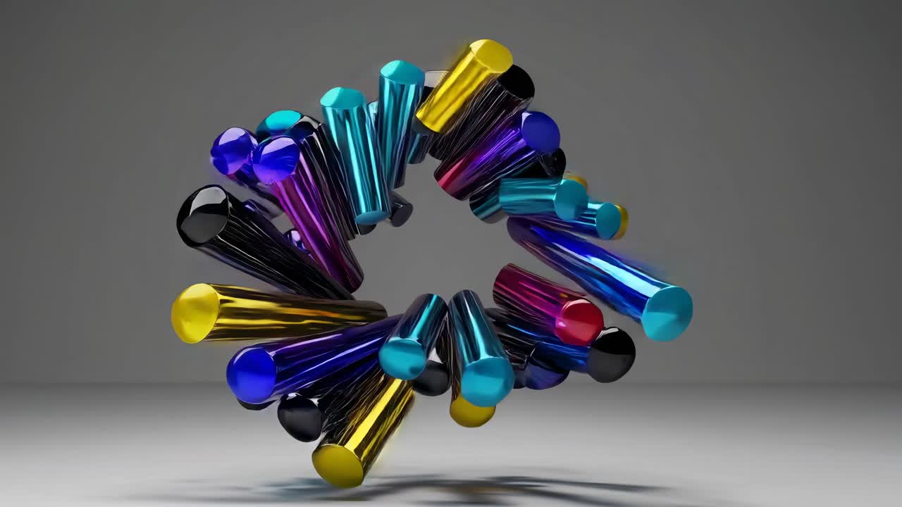 Abstract Colorful Cylinders Composition