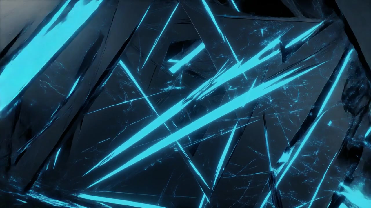 Abstract Motion Background with Glowing Blue Light and Dark Geometric Shards