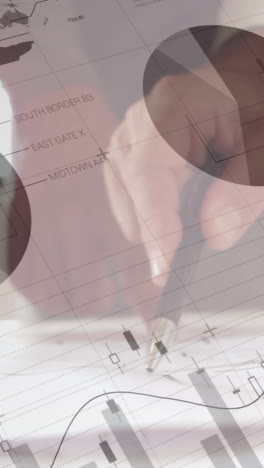animación de estadísticas y procesamiento de datos financieros sobre arquitectos con planes en reunión