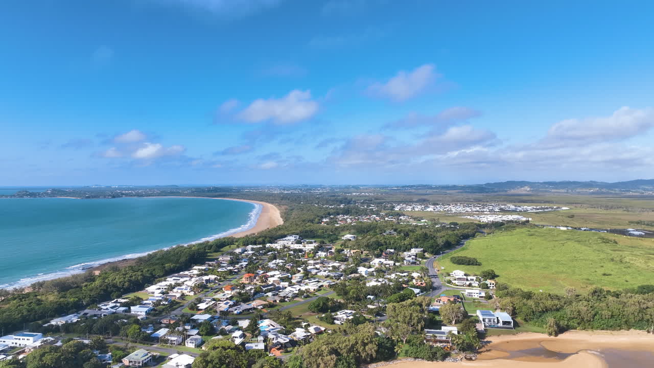 Aerial over Mackay's beachfront glamour suburb Shoals Point, Bucasia, Australia