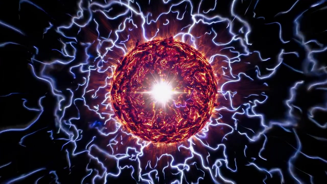 Sfera luminosa astratta con scarica elettrica