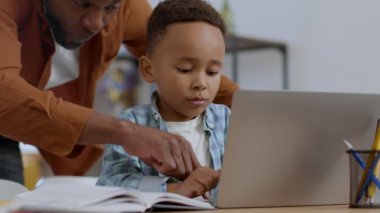 Father and Son Learning Together