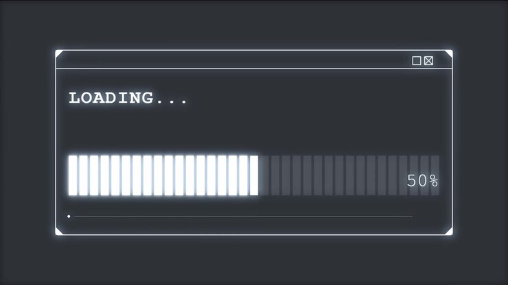Digital Loading Progress Bar Animation on Dark Background