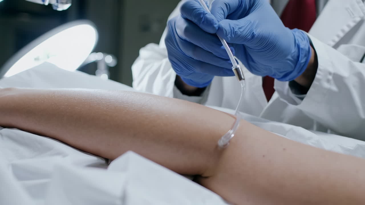 Doctor administering an IV to a patient